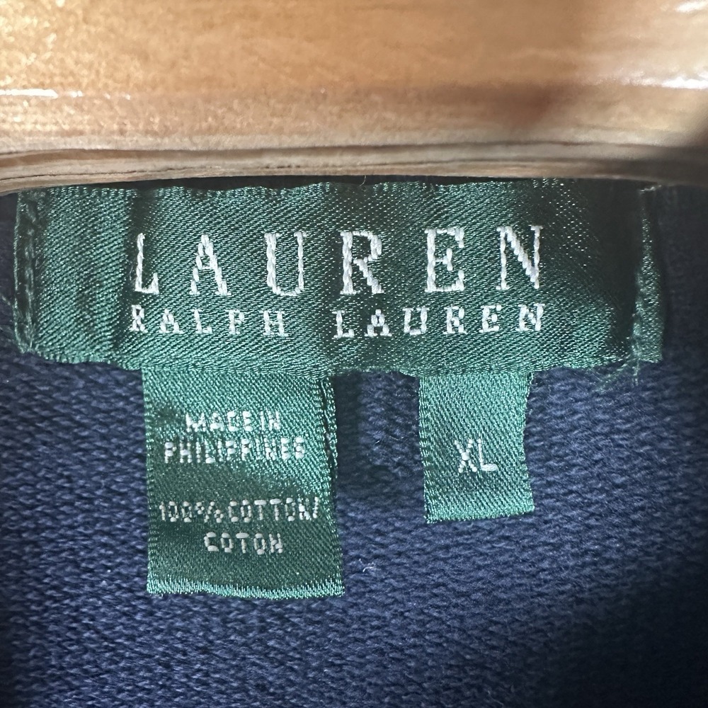 Lauren Ralph Lauren Cardigan Sweatshirt Womens XL Navy Blue Silver Snap Front - Picture 6 of 6